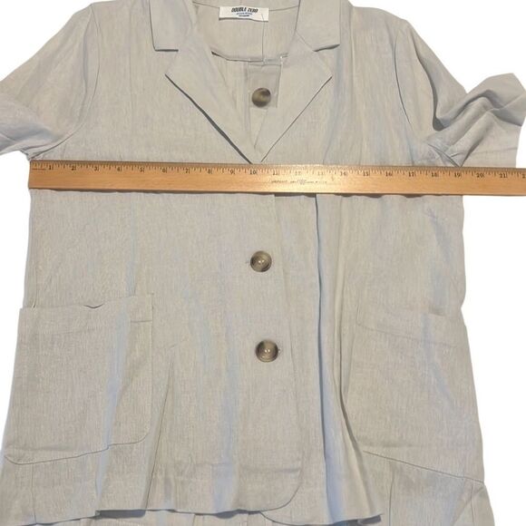 Double Zero Tan Linen Rayon Blend Short Sleeves Button Blouse Top Size M NWOT - Picture 10 of 11